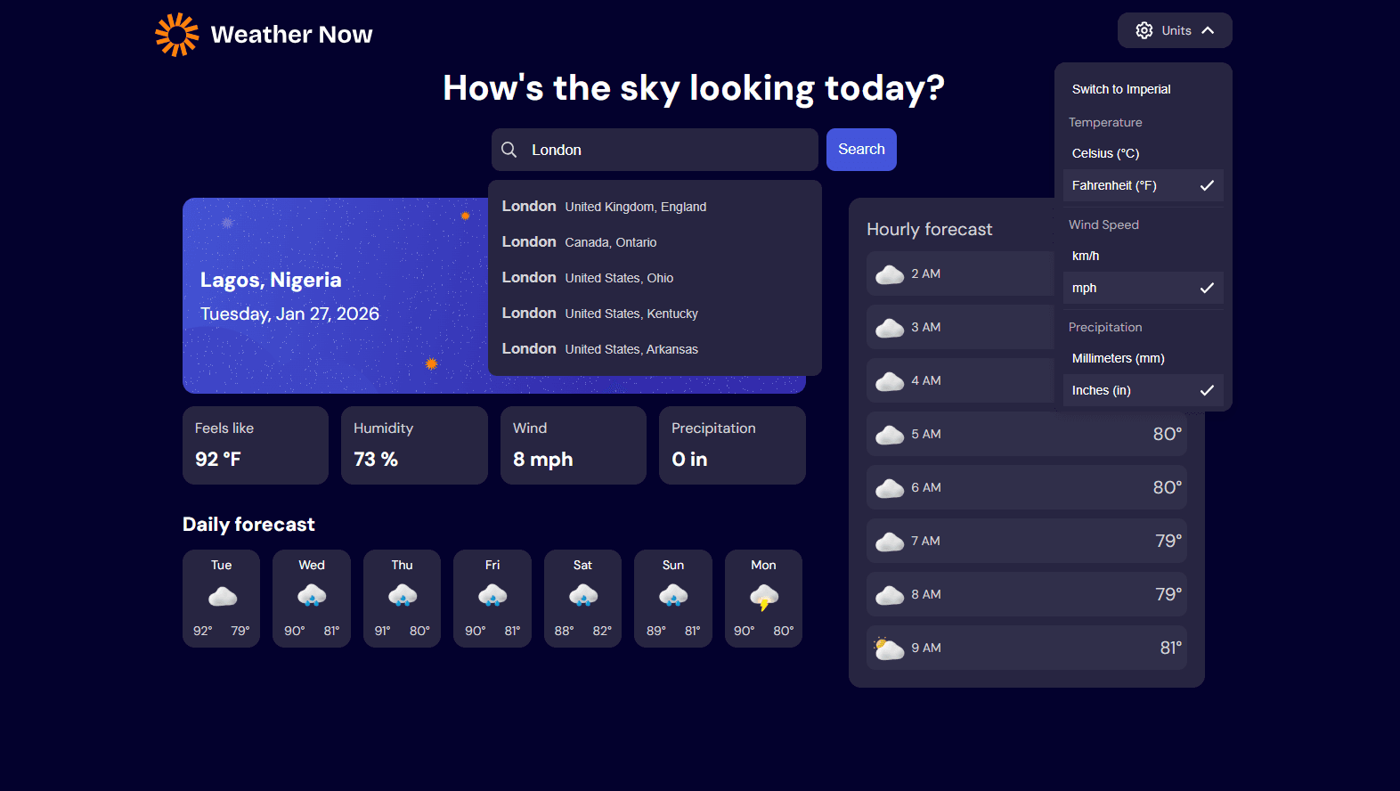 Weather app screenshot 1
